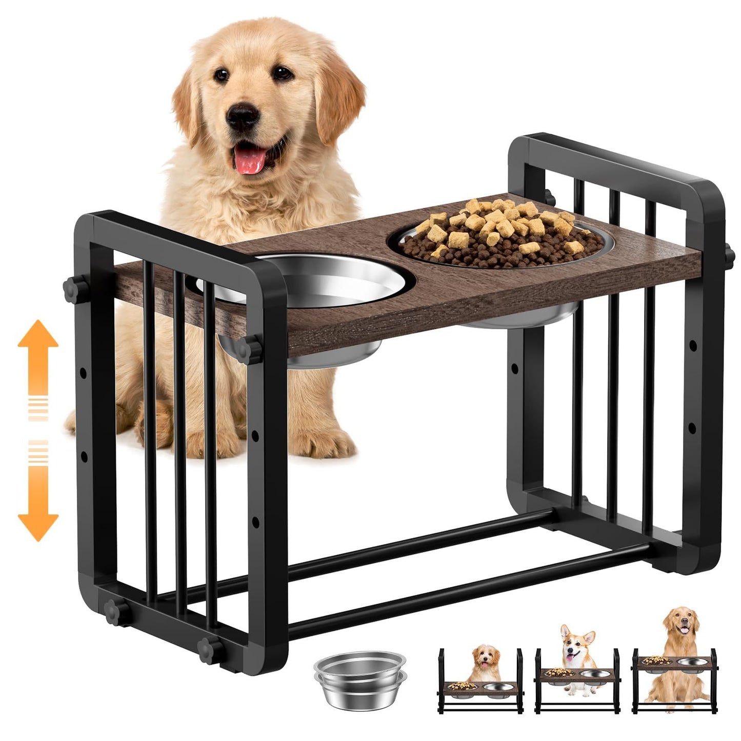 H-Shaped Adjustable Raised Dog Bowl