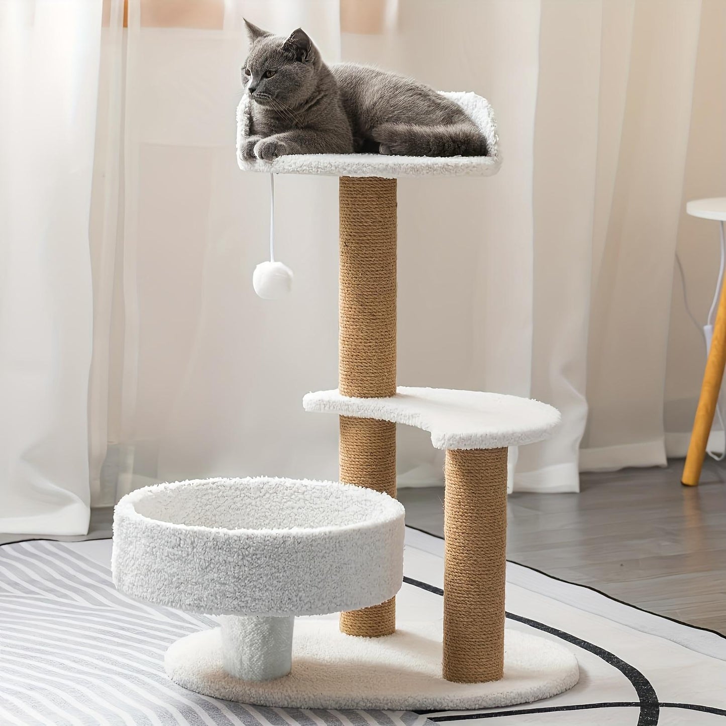 Multi-layer Cat Tree with Scratching Post & Toy Ball