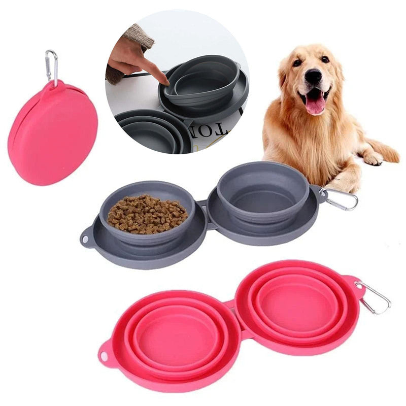 Foldable Silicone Double Pet Bowl