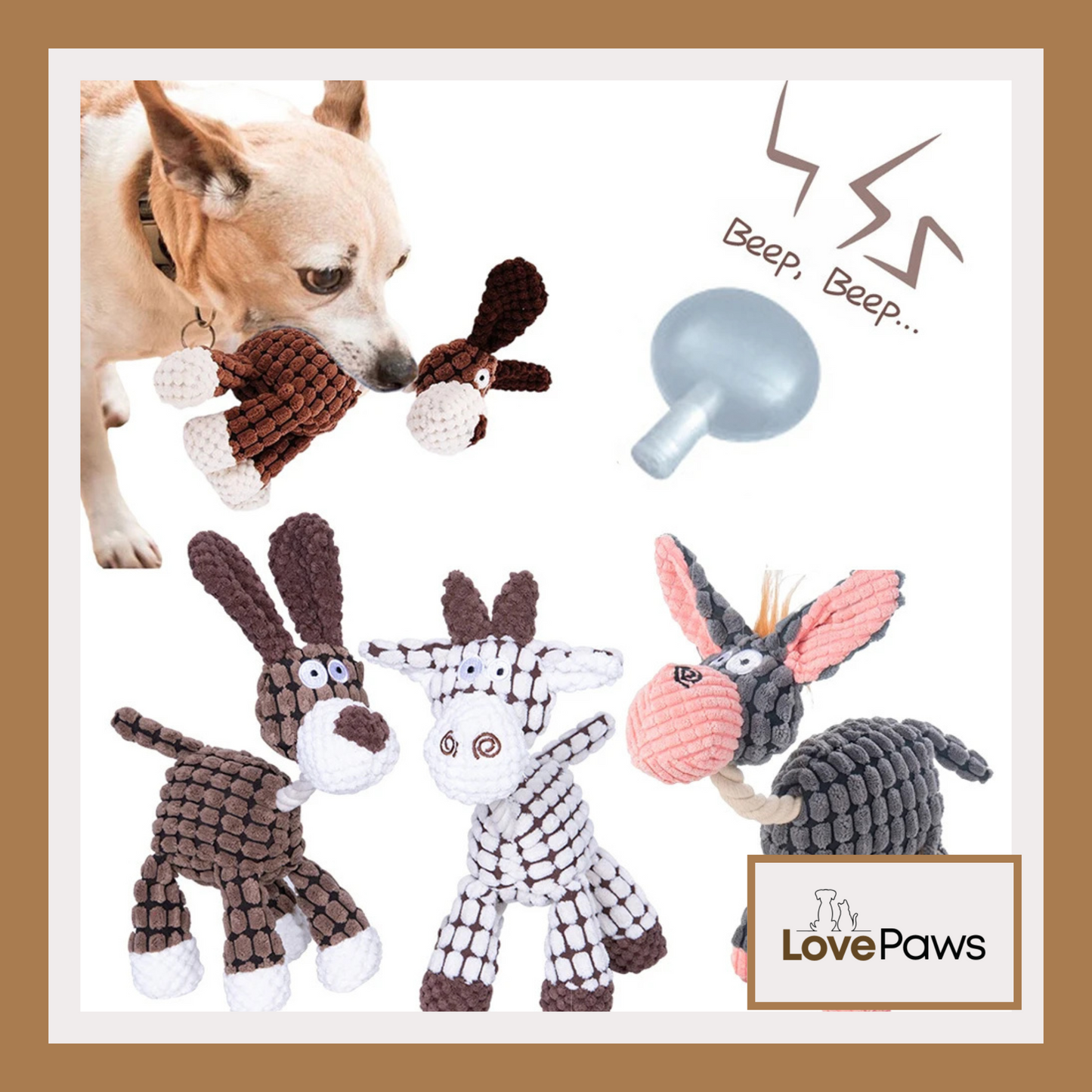 Donkey-Shaped Corduroy Chew Toy