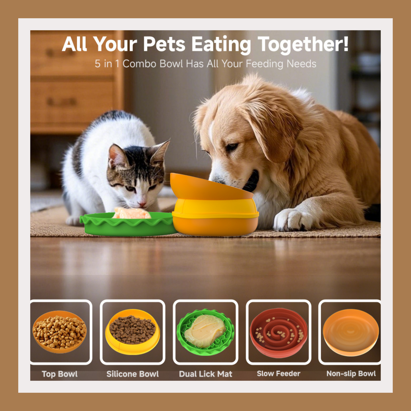 Hamburger-Style Pet Bowl Set