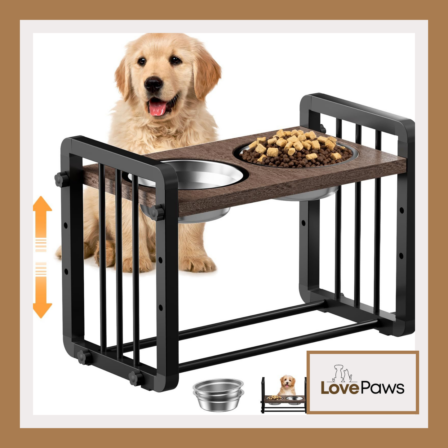 H-Shaped Adjustable Raised Dog Bowl