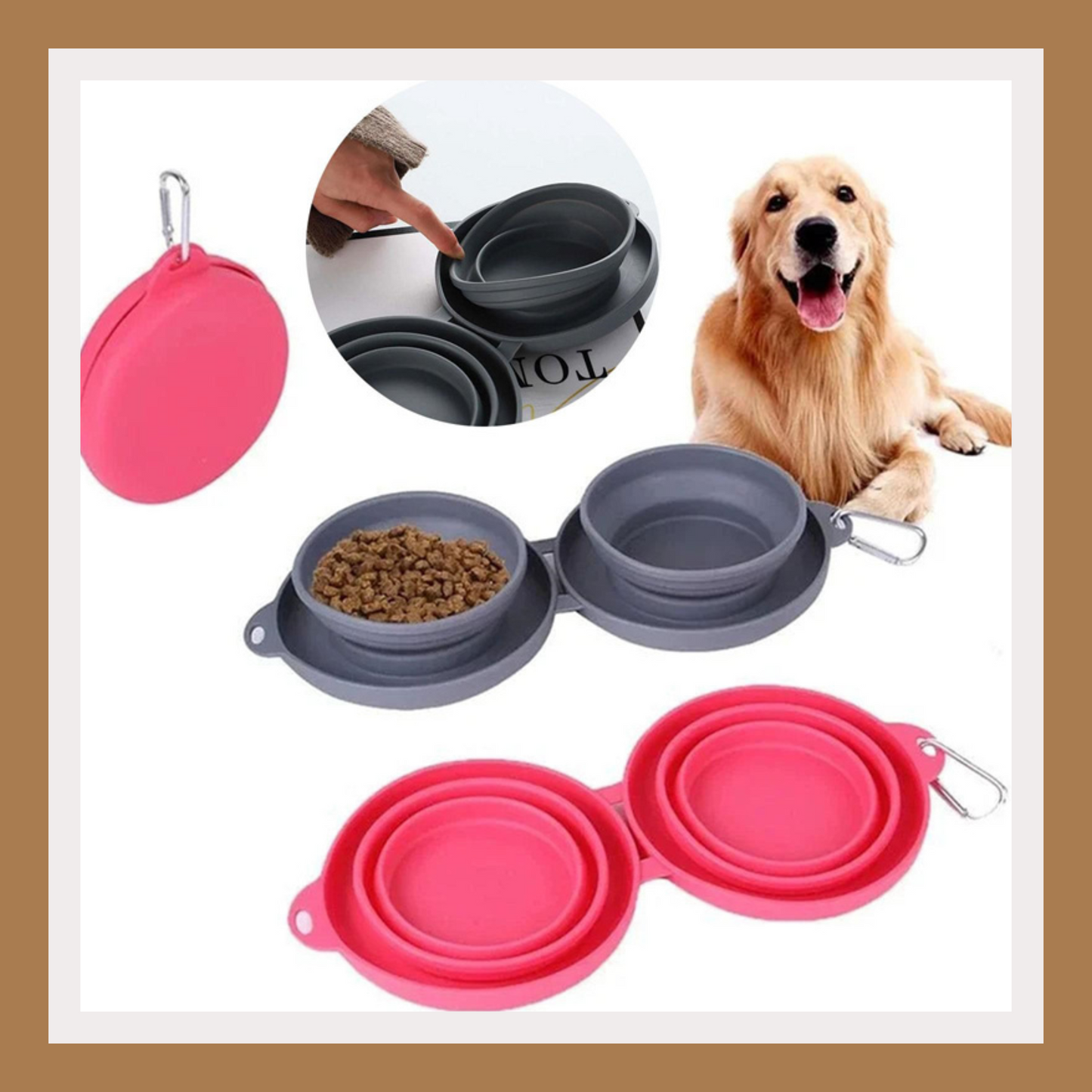 Foldable Silicone Double Pet Bowl