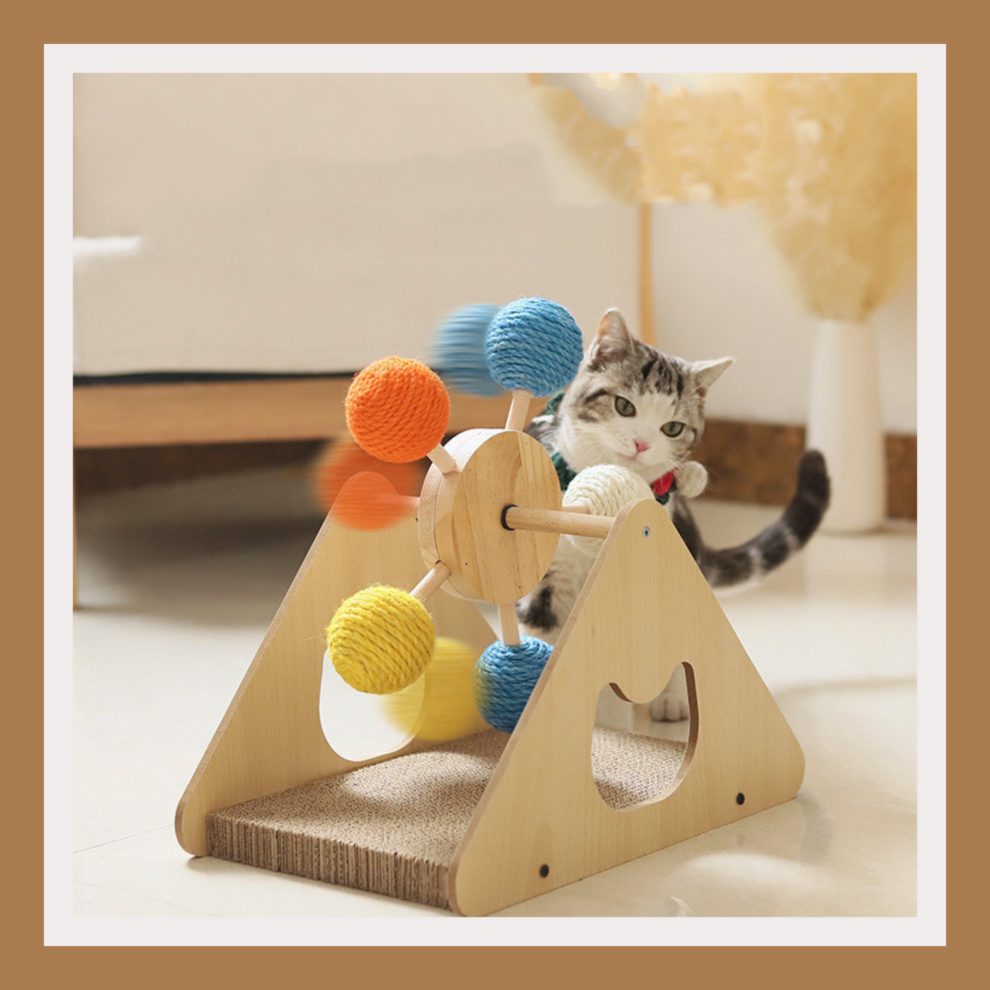 Solid Wood Rotary Table Cat Scratch Board