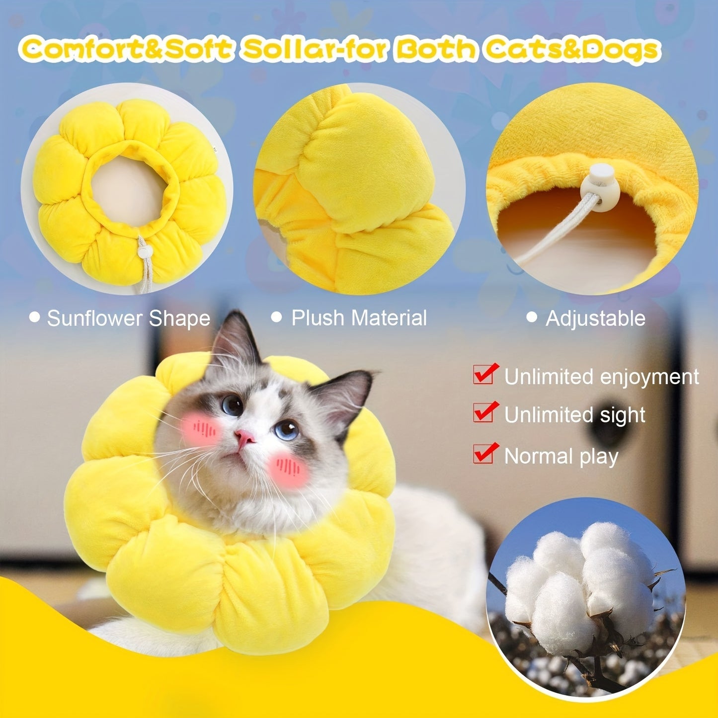 Cute Sunflower Recovery Collar