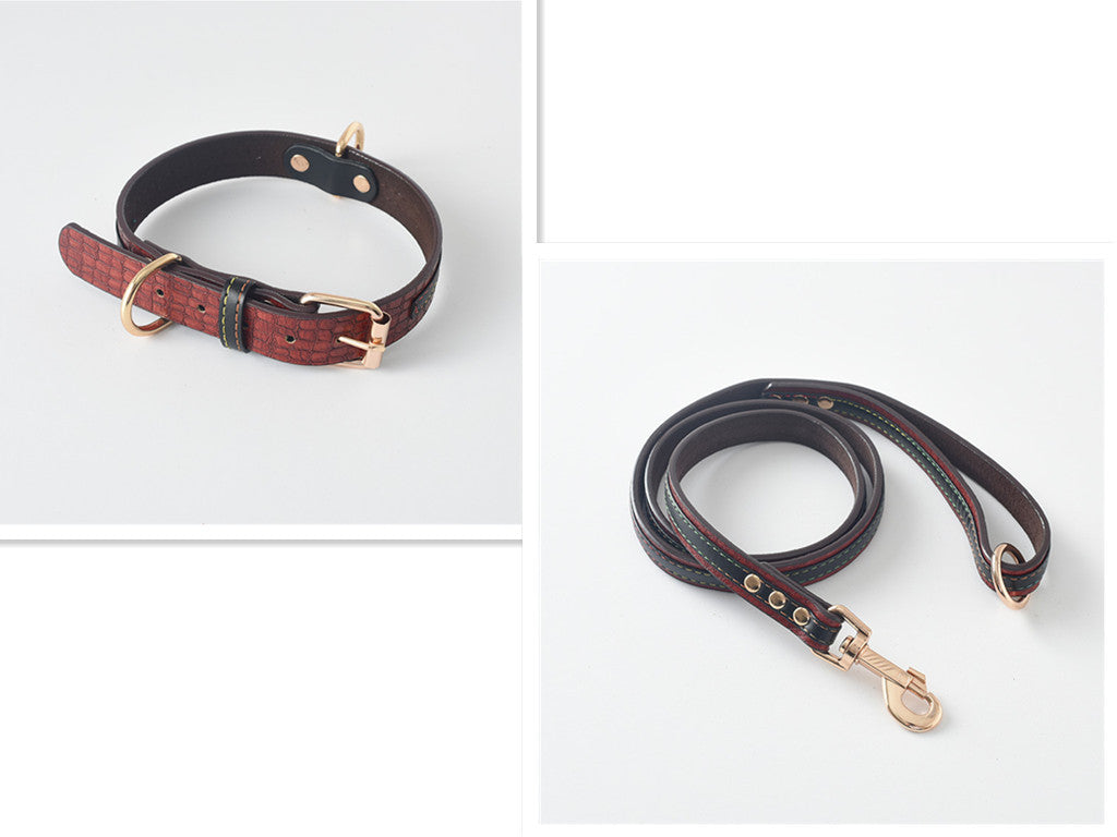 Leather Dog Collar & Leash Set