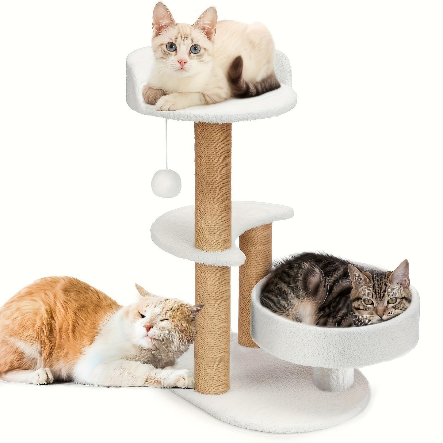 Multi-layer Cat Tree with Scratching Post & Toy Ball