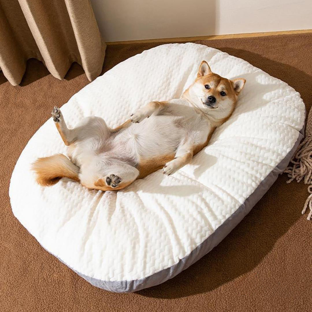 Oval Plush Dog Bed for Large Dogs