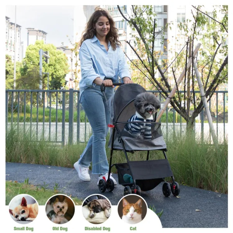 Foldable Pet Stroller for Small Dogs & Cats