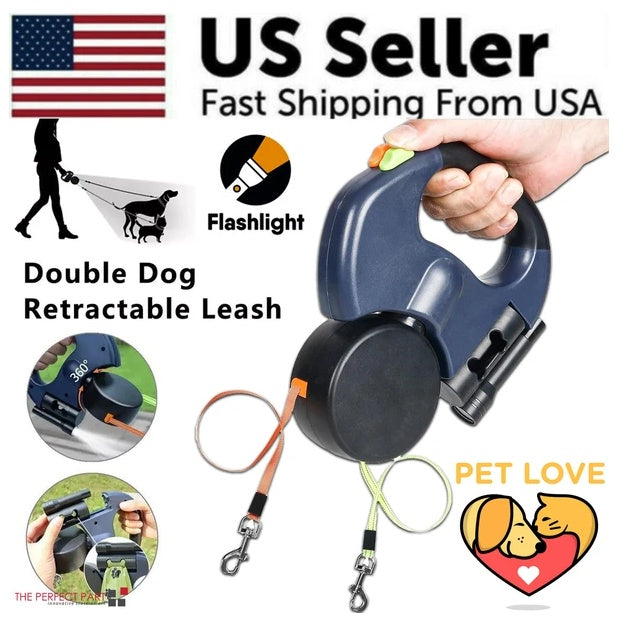 Dual Retractable Dog Leash