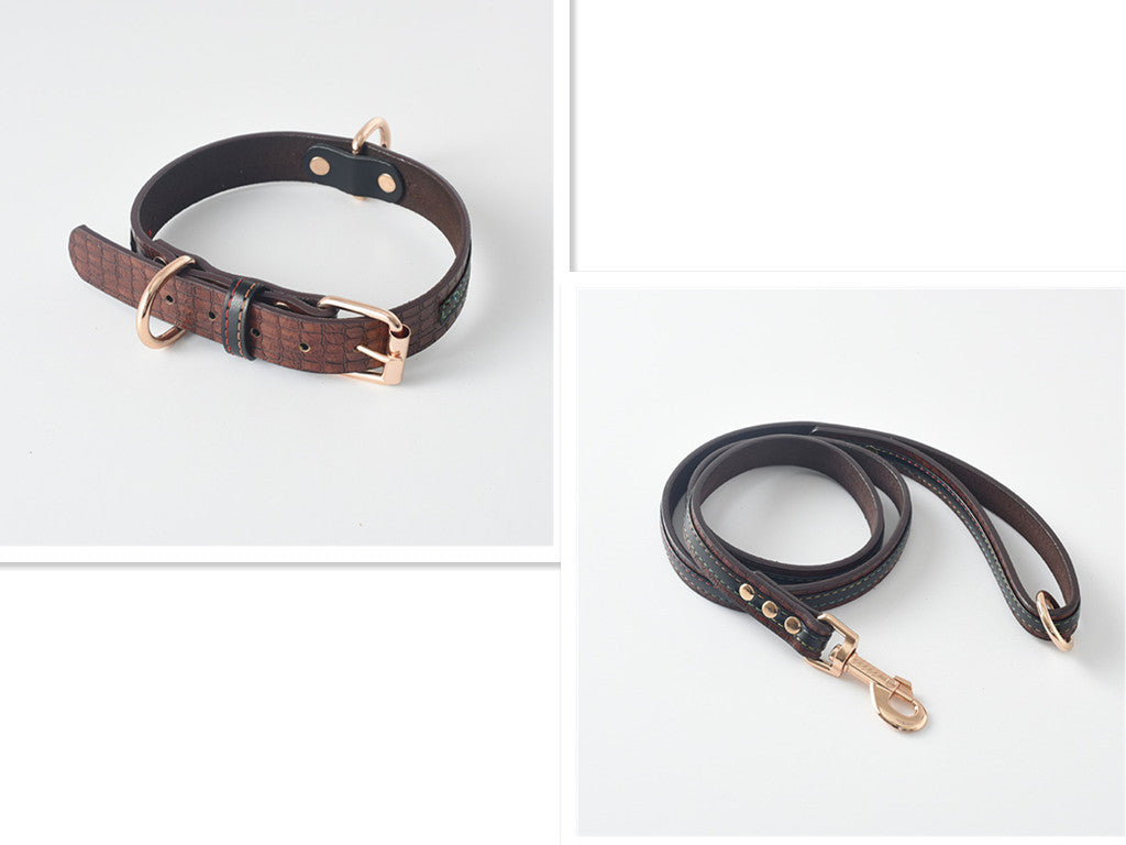 Leather Dog Collar & Leash Set