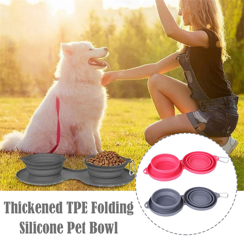 Foldable Silicone Double Pet Bowl